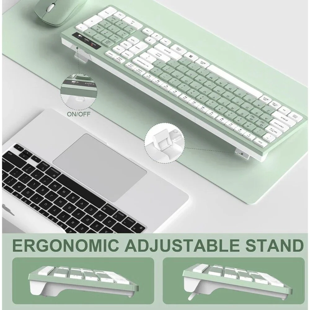 Wireless Keyboard and Mouse Combo, 2.4GHz USB Receiver, Silent Keyboard